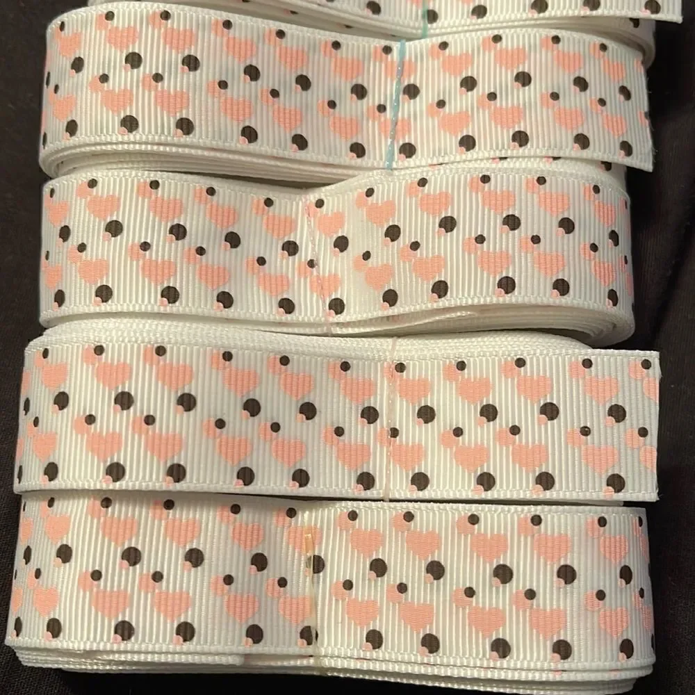 Grosgrain Ribbon 7/8” 5 yards 5/$20 hair bows shipping supplies hearts polka dot